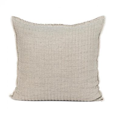 Coussin Carré Gris à Surpiqûres
