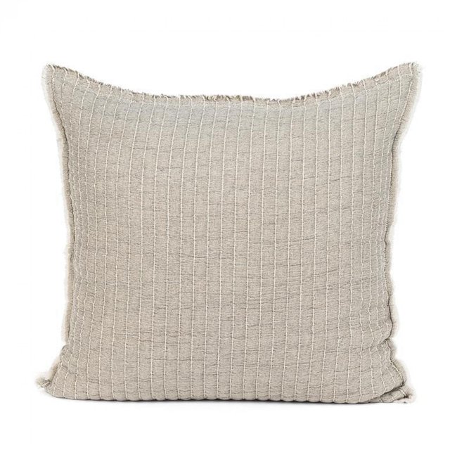 Coussin Carré Gris à Surpiqûres