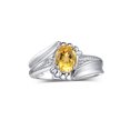 thumbnail image 1 of RYLOS Rings for Women Sterling Silver Swirl Z Ring 7X5MM Oval Gemstone &  Diamond Rings November Citrine Jewelry Size 8, 1 of 7