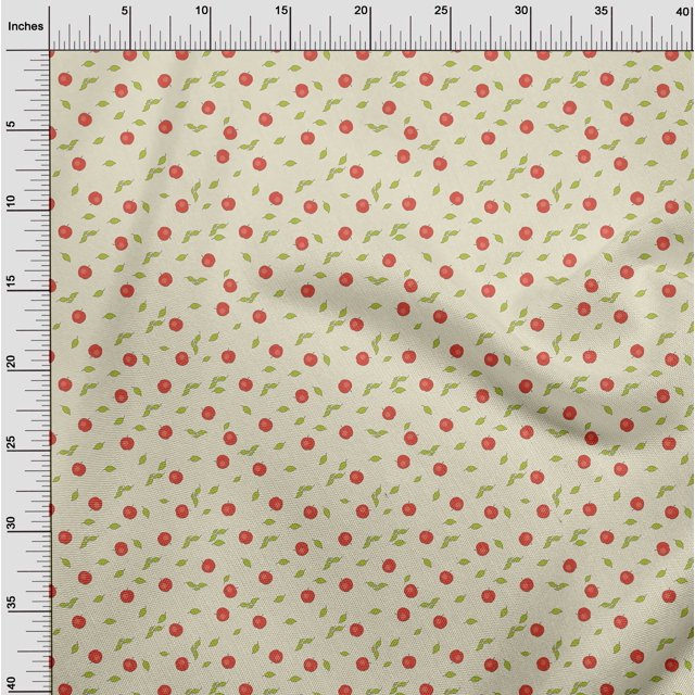 oneOone Coton Bio Voile Feuilles & Pomme Fruité Tissu 1 Yard 42 Inch Wide