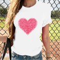 thumbnail image 1 of YLHFASHION T-Shirts de la Saint-Valentin pour Femmes 2025 Décontractés à Col Rond à Manches Courtes T-Shirts Mode à Imprimé Graphique de Cœur Hauts Tee en Liquidation Articles T-shirt à Manches Courtes pour Femmes, 1 of 5