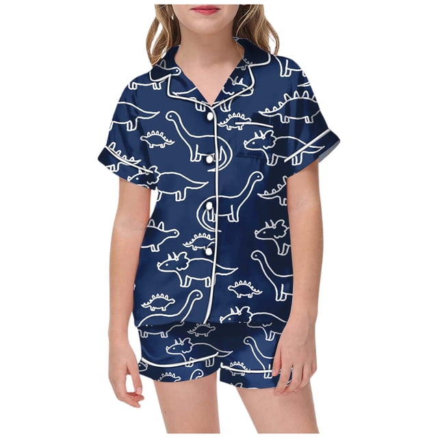 Ensembles de Pyjama pour Petites Filles, Ensembles de Pyjama à Colorier DIY, Ensemble de Pyjama pour Enfants à Boutons, Tenue d'Intérieur Classique, Pyjamas pour Filles, Taille 8-10 Ans