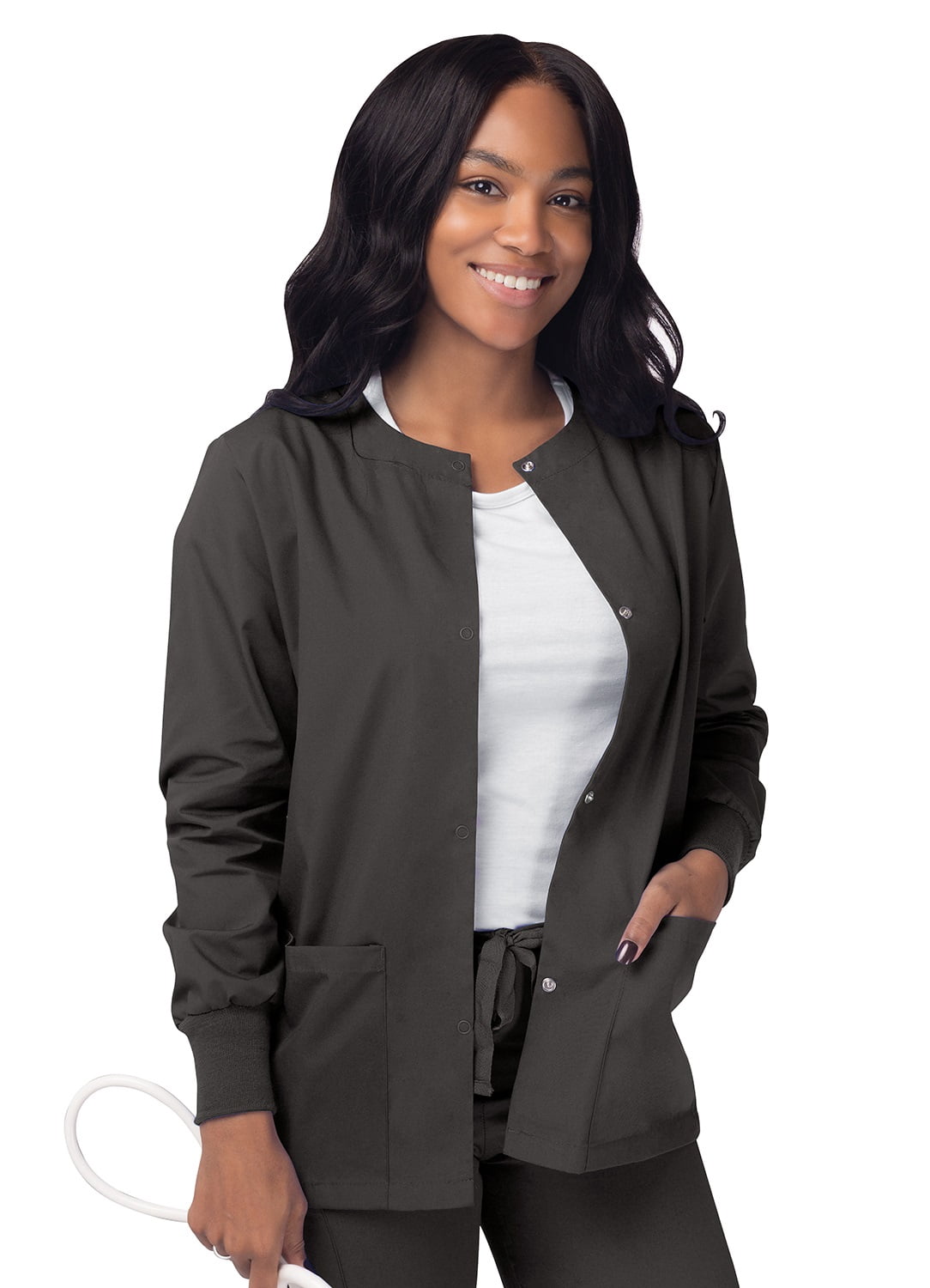 Sivvan Women's Scrubs Warm-Up Jacket / Front Snaps - Round Neck