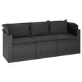 thumbnail image 5 of vidaXL 3-Seater Garden Sofa with Roof and Footstool Black Poly Rattan, 5 of 5