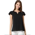 thumbnail image 3 of INSPIRE CHIC Women's Solid Blouse V Neck Ruffle Cap Sleeve Lightweight Work Blouse M Black, 3 of 7