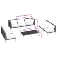 thumbnail image 4 of vidaXL 8 Piece Garden Lounge Set with Cushions Poly Rattan Dark Grey, 4 of 5
