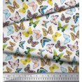 thumbnail image 2 of Soimoi White Rayon Fabric Colorful Butterfly Print Sewing Fabric Yard 56 Inch Wide, 2 of 5
