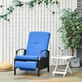 thumbnail image 2 of Outsunny Fauteuil Inclinable en Osier Canapé Mobilier de Patio Chaise d'Extérieur Rotin Siège Lounge Relax Jardin Fauteuil Réglable avec Coussin avec Repose-Pieds Rétractable Brun Foncé/bleu, 2 of 9