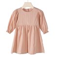 thumbnail image 1 of LOVZFMLL Spring And Summer Girls' Solid Color Long Sleeve Round Neck Dress Elegant And Sweet Versatile Girls' Lantern Sleeve Dress, 1 of 6