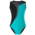 thumbnail image 1 of Choomomo Kid Girls Shiny Rhinestone Athletic Dance Gymnastics Leotards One Piece Ballet Dance Bodysuit Bluegreen 16, 1 of 5