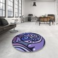 thumbnail image 4 of Ahgly Company Tapis de Zone Rond Transitionnel Violet pour Intérieur Lavable à la Machine, 5 Pieds Rond, 4 of 7