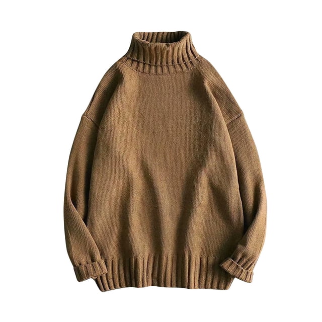 cfhntfmh Oversized Sweaters for Men Fashion High Neck Baggy Sweaters Fall Winter Warm Long Sleeve Solid Pullover Shirts
