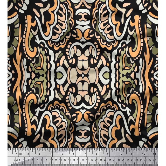 Soimoi Georgette Viscose Fabric Floral & Paisley Decorative Print Fabric by The Yard 42 Inch Wide