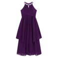 thumbnail image 4 of Oyolan Robe de Demoiselle d'Honneur pour Enfants Robe Longue en Chiffon pour Concours Soirée Danse Violette 16, 4 of 7