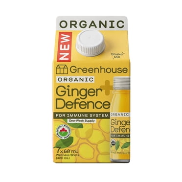 Greenhouse Organic Ginger Defence For Immunity Wellness , 7 x 60 mL