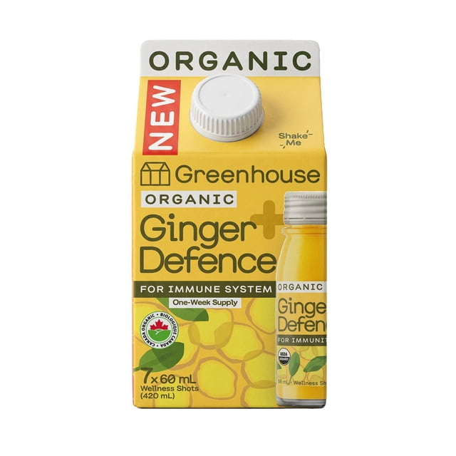 Greenhouse Organic Ginger Defence For Immunity Wellness , 7 x 60 mL