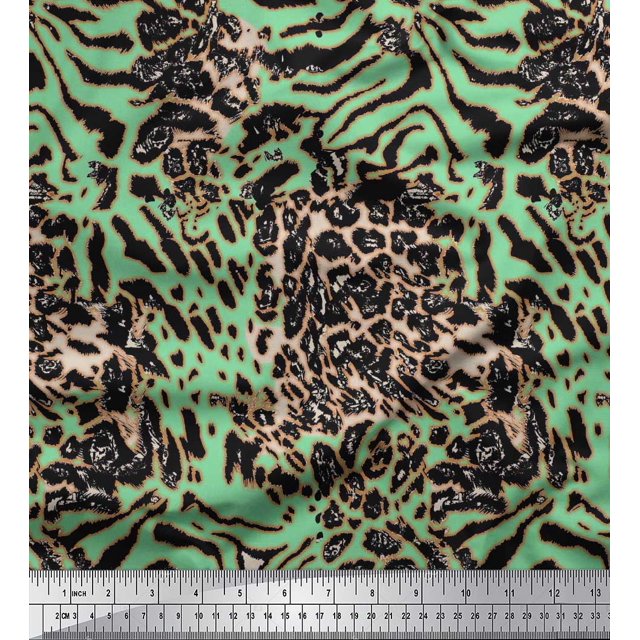 Soimoi Velvet Fabric Leopard & Tiger Animal Skin Fabric Prints by Yard 58 Inch Wide