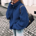thumbnail image 1 of VgaVtl Long Sleeve Womens Sweater High Neck Pullover Chunky Womens Sweaters Fall Loose Thick Knit Blue Solid Color Sweaters, 1 of 5