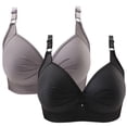 thumbnail image 1 of Birdeem 2Pcs Womans Printing Gathered Together Large Size Daily Bra Underwear No Rims, 1 of 9