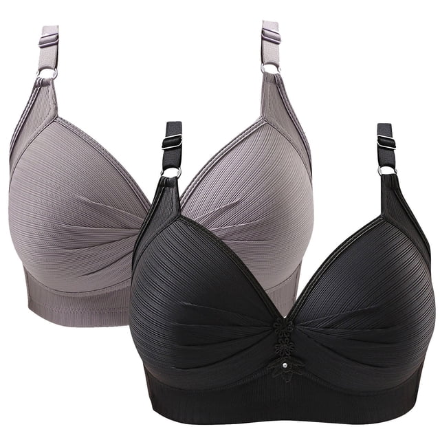 Birdeem 2Pcs Womans Printing Gathered Together Large Size Daily Bra Underwear No Rims