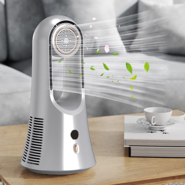 Meitianfacai Desk Fan, Portable Bladeless Fan with Detachable Aromatherapy Storage Compartment, Small Personal Cool Wind Fan, 6 Speed Adjustment, Quiet Table Fan for Home, Office, Bedroom