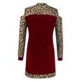 thumbnail image 5 of FcBaudy Longues Robe à Manches à Col Rond pour Femme, Imprimé Léopard, Coutures de Couleurs Contrastantes, Épaules Dénudées, Robe Midi Droite à Manches Longues, Robe pour Femme, 5 of 5