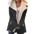 thumbnail image 1 of Innerwin Jacket Long Sleeve Ladies Coat Winter Warm Solid Color Thicken Plush Overcoats Black M, 1 of 2