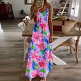 thumbnail image 1 of Ovzne Robes pour Femmes Robe Robes d'Été pour Femmes Imprimé Sans Manches Col Rond Robe Décontractée Longues Robes Robe de Vacances Imprimée Liquidation, 1 of 5