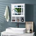 thumbnail image 3 of Gymax Armoire à Pharmacie Murale avec Miroir et Rangement Ouvert et Fermé, Blanc, 3 of 10