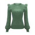 thumbnail image 3 of MESSUEN Chandail à Col Rond pour Femmes Hauts à Volants pour Femmes Chandails à Enfiler Hauts Mode pour Femmes Hauts d'Été pour Femmes T-Shirts Chemisiers pour Femmes Décontractés d'Été Vert TG, 3 of 5