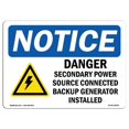 thumbnail image 1 of SignMission OS-NS-A-710-L-10920 7 x 10 Po Panneau de Signalisation - Danger Source d'Alimentation Secondaire, 1 of 1