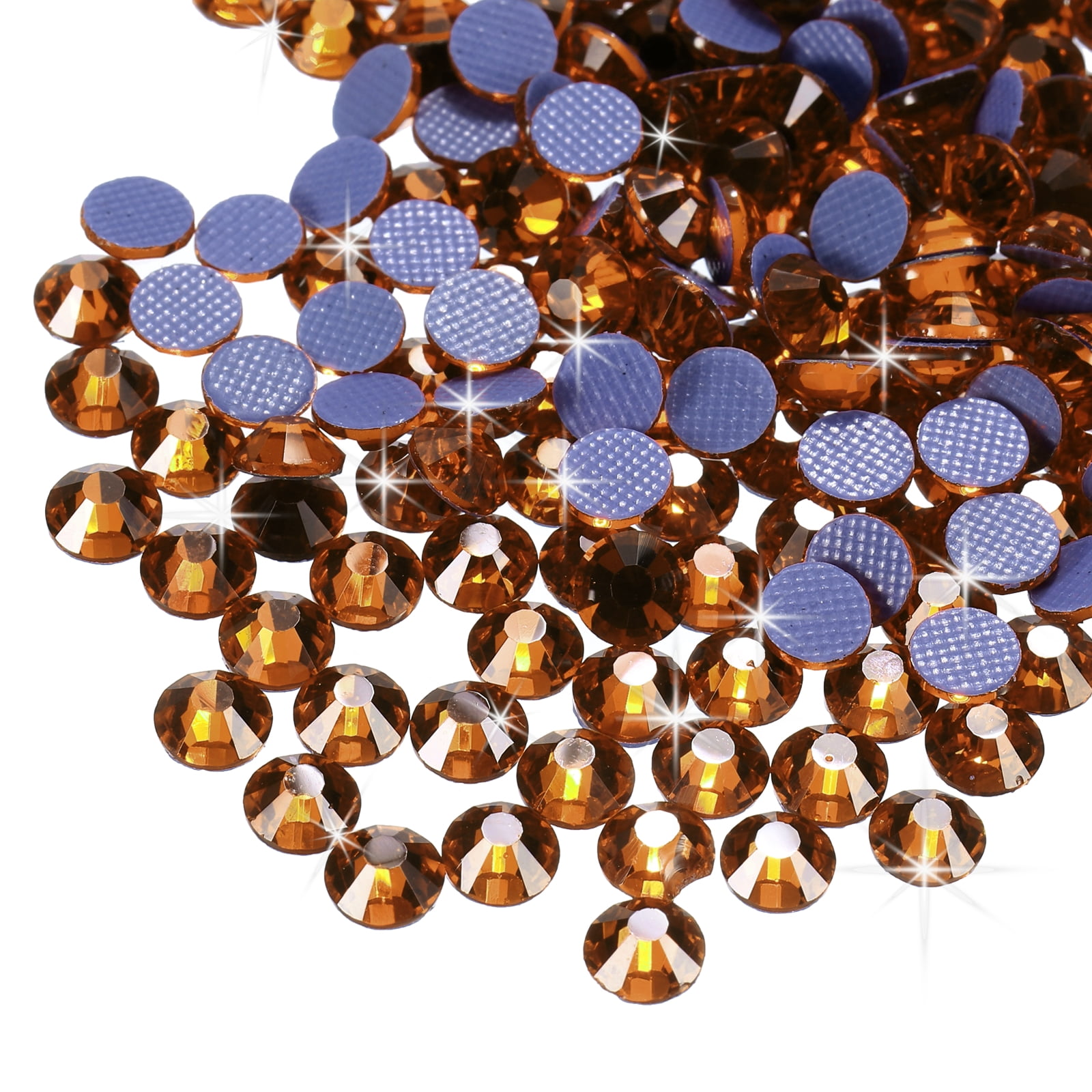 Uxcell Hotfix Rhinestones Flatback Crystal Glass Gems for Craft Clothes DIY Decoration Golden 4.8mm