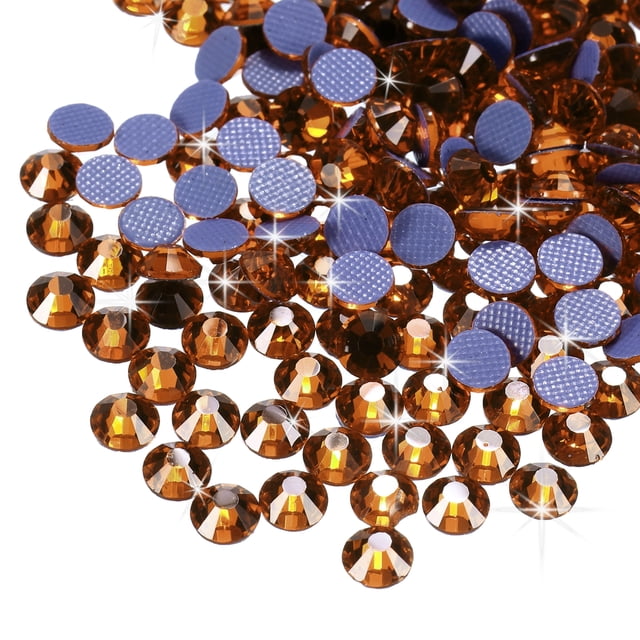 Uxcell Hotfix Rhinestones Flatback Crystal Glass Gems for Craft Clothes DIY Decoration Golden 4.8mm