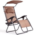 thumbnail image 1 of Patiojoy Recling Zero Gravity Chair with Drink Tray & Sunshade, Brown, 1 of 5
