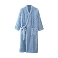 thumbnail image 1 of Timegard Bathrobe for Women Fuzzy Button down V Neck Robe Fleece Warm Long Sleeve Pajamas with Pockets, 1 of 5