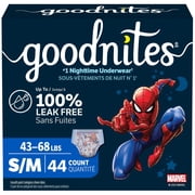 Goodnites Boys Nighttime Bedwetting Underwear, S/M (43-68 lbs), 44 Count (Select for More)