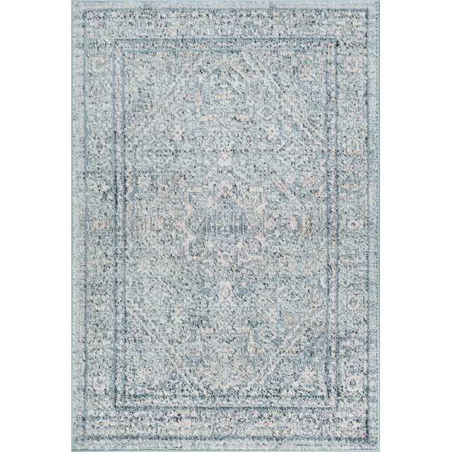 Mainstays Baltimore Blue Accent Rug, 30" x 45" rectangular plush blue accent rug with a soft, low-pile surface, colourfast and stain-resistant per product specs; suited for bedside, entryway or in front of a sink, and often used as a pet resting pad.