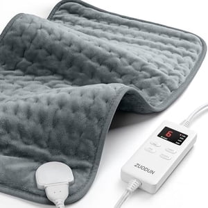 Heating Pad for Back Pain Relief, Electric Heating Pads for Cramps with Auto Shut Off & 6 Heat Levels, Moist Heat Therapy, Machine Washable, LED Controller, Gifts for Women, Men Gray Gray-12 x 24
