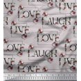 thumbnail image 1 of Soimoi polyester Crepe Fabric Floral Love Text Printed Fabric 1 Yard 52 Inch Wide, 1 of 5