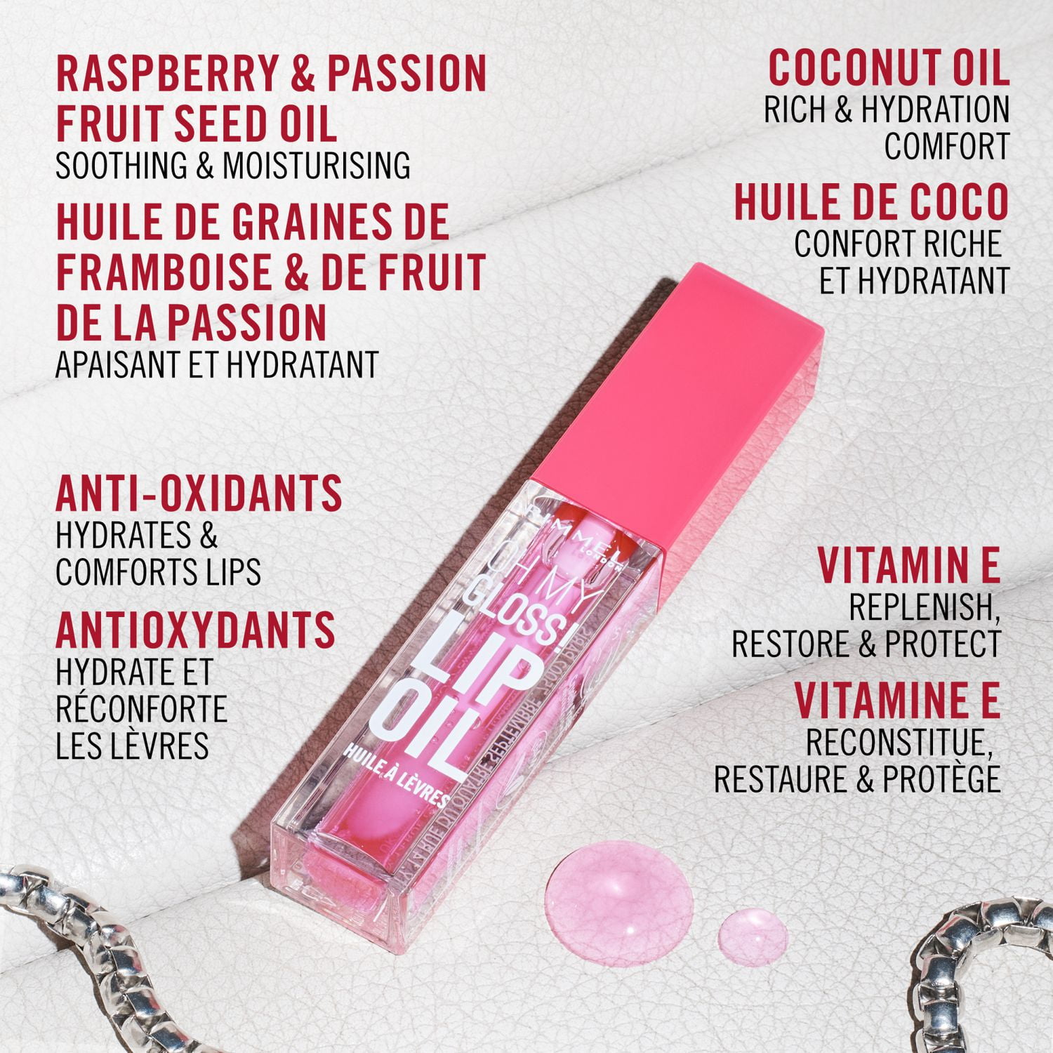 Oh My Gloss!, Huile à lèvres, Non collante, Source d’hydratation, Hydratante et réconfortante, Facile à appliquer, Formule végétalienne