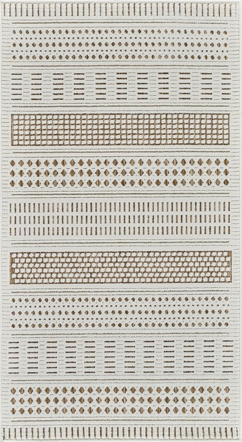 Rug Branch Maise Abstract Indoor Outdoor Area Rug, Beige Brown, Modern - Entryway, Hallway, Bathroom, and Kitchen