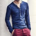 thumbnail image 3 of Pompotops Man V Neck Long Sleeve Shirts Button On Slim for Shirt Leisure Solid Color Top on Sale, 3 of 6