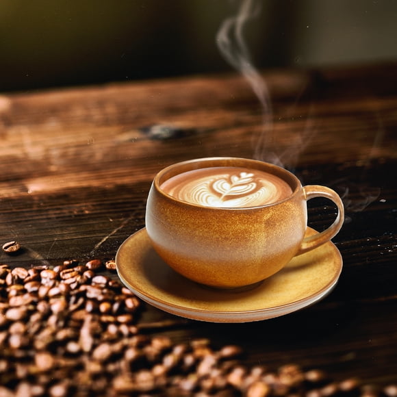 Ensemble de Tasses à Café en Céramique avec Soucoupe - Tasses à Petit-Déjeuner Résistantes à la Chaleur, Tasses Ménagères Raffinées Et, Café, JKODE