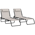 thumbnail image 1 of Outsunny 2 PCs Lounge Chairs, Chaise Lounges with Headrest Cream White, 1 of 10