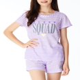 thumbnail image 2 of 2-Piece Girls Pajama Set for Summer Stripe & Glittering Pjs  Size 6-16, 2 of 7