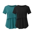 thumbnail image 1 of DPTALR Grossesse Enceinte Allaitement T-Shirts à Manches Courtes Couleur Unie Col Rond Blouse d'Allaitement, 1 of 8