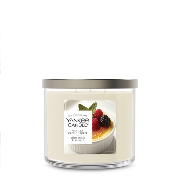 Yankee Candle 3 Wick Candle Jar, Vanilla Creme Brulee – Scented with up to 40 Hours of Burn Time, Premium Plant Wax Blend for Consistent Long Lasting Scent from First to Last Burn