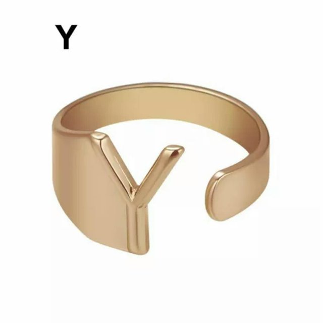 CUITING Bague Mode Ajustable Initiale Alphabet Lettre A-Z Bagues pour Femmes Bijoux-Argent C