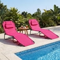 thumbnail image 2 of Gymax 2PCS 5-Position Lounge Chair Adjustable Beach Chaise w/ Face Cavity & Pillows, 2 of 10
