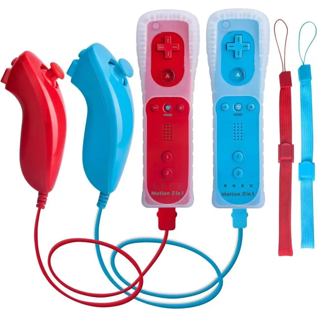 Motion Plus Wii Controllers 2Packs with Nunchucks, Wii Remote Controllers Compatible for wii and Wii U with Built in Motion Plus